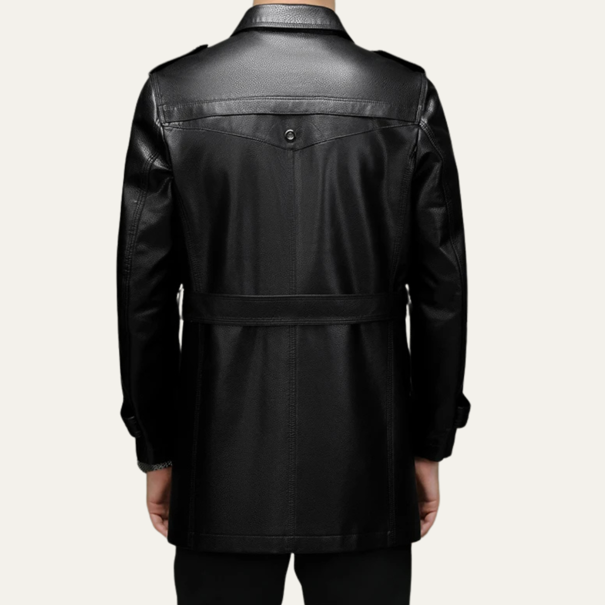 Classic Men's Dark Brown Executive Leather Trench Coat