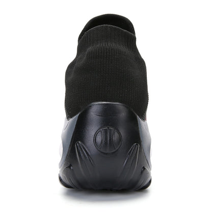 Woman's Striped Pattern Knit Sports Shoes