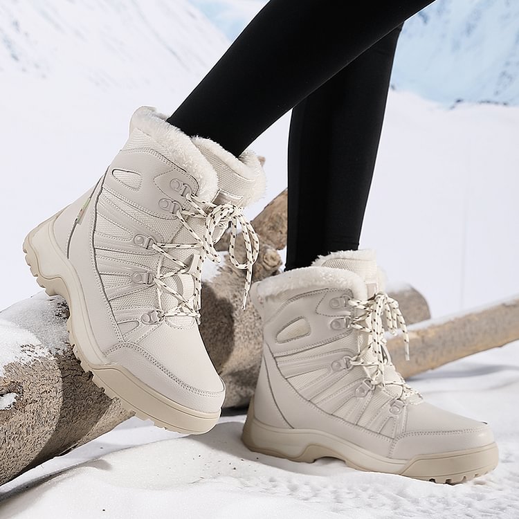 Warm Fuzzy Lace Up Ankle Boots for Women