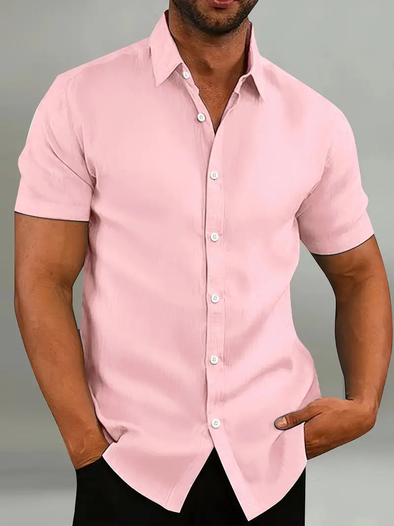 Relaxed Fit Men's Short Sleeve Dress Shirt