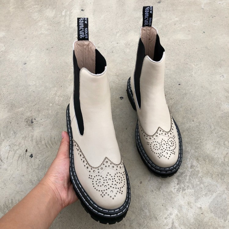 Women's Classic Leather Thick-Soled Chelsea Boots