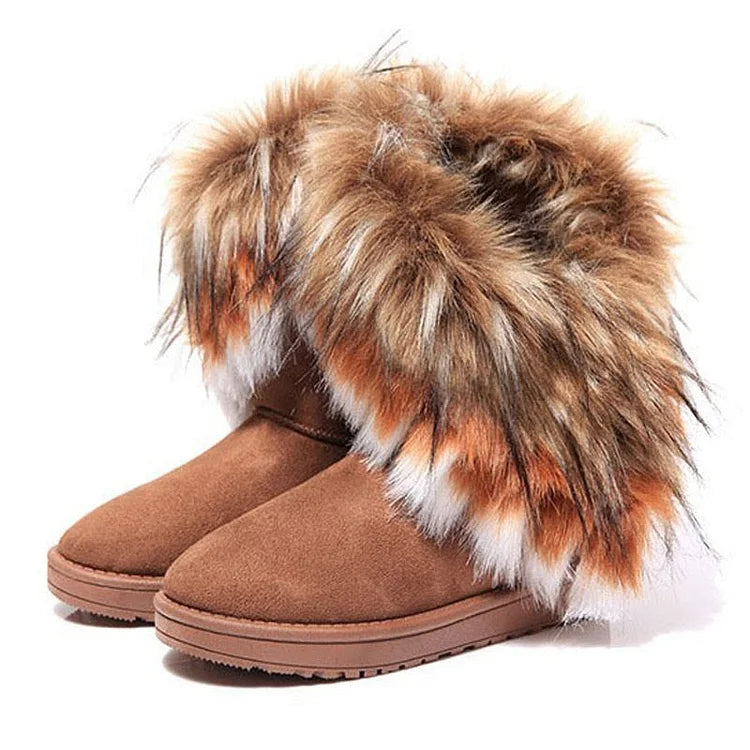 Weiche Warme Kunstpelz-Stiefeletten für Damen - OutfitLondon