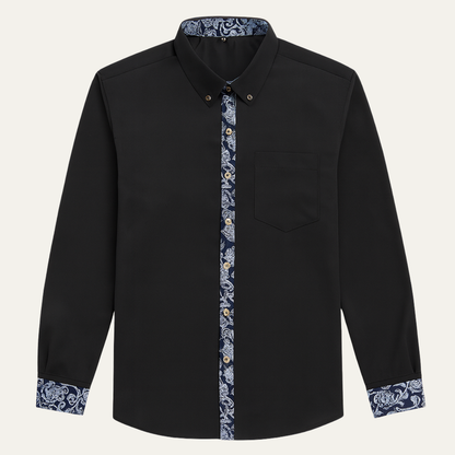 Stylish Men's Slim Fit Dress Shirt with Patterned Collar
