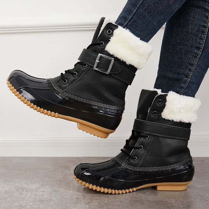 Non Slip Warm Fur Lining Snow Boots Waterproof Duck Ankle Boots