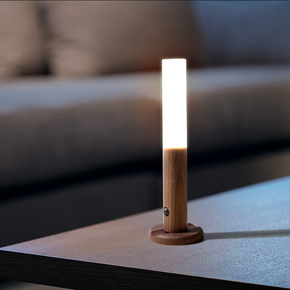 Rotatable Wooden LED Wall Lamp - Magnetic Detachable & Stepless Dimming Rechargeable Wall Light