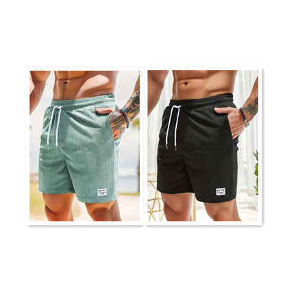 Men's Casual Corduroy Lace-Up Drawstring Shorts