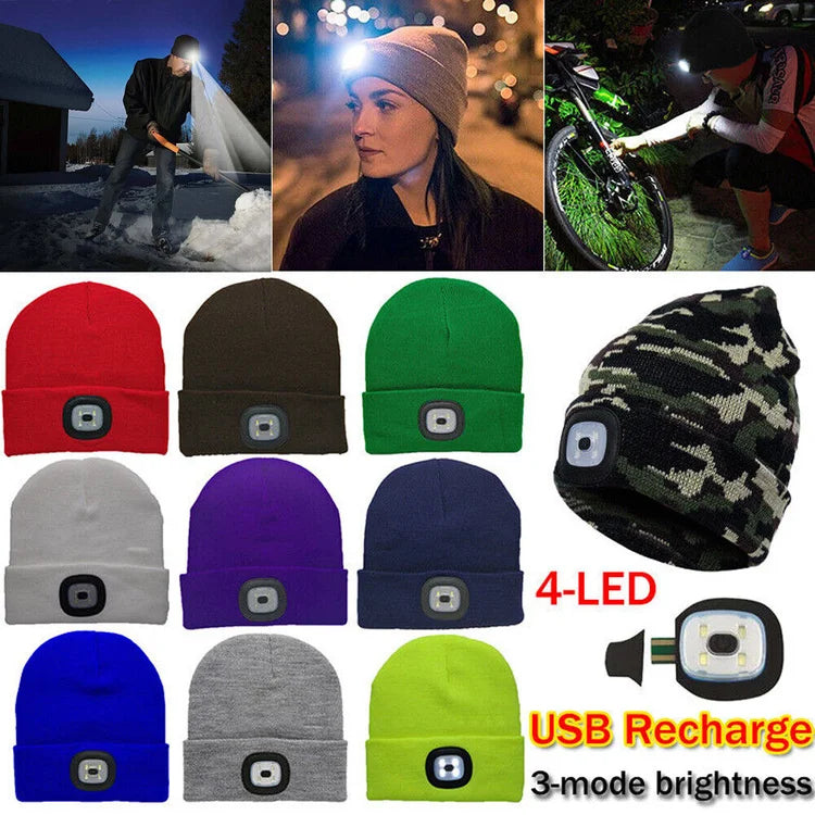Rechargeable Winter LED Beanie Light
