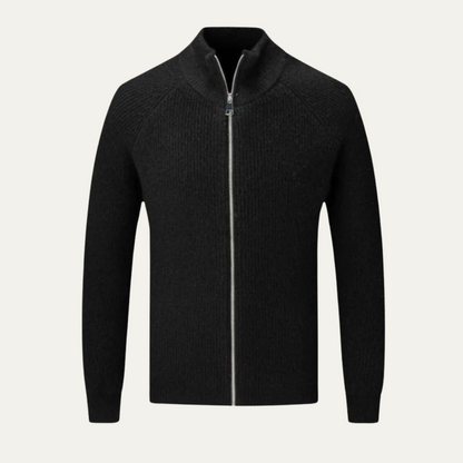 Classic Men's Warm Merino Wool Zip Cardigan