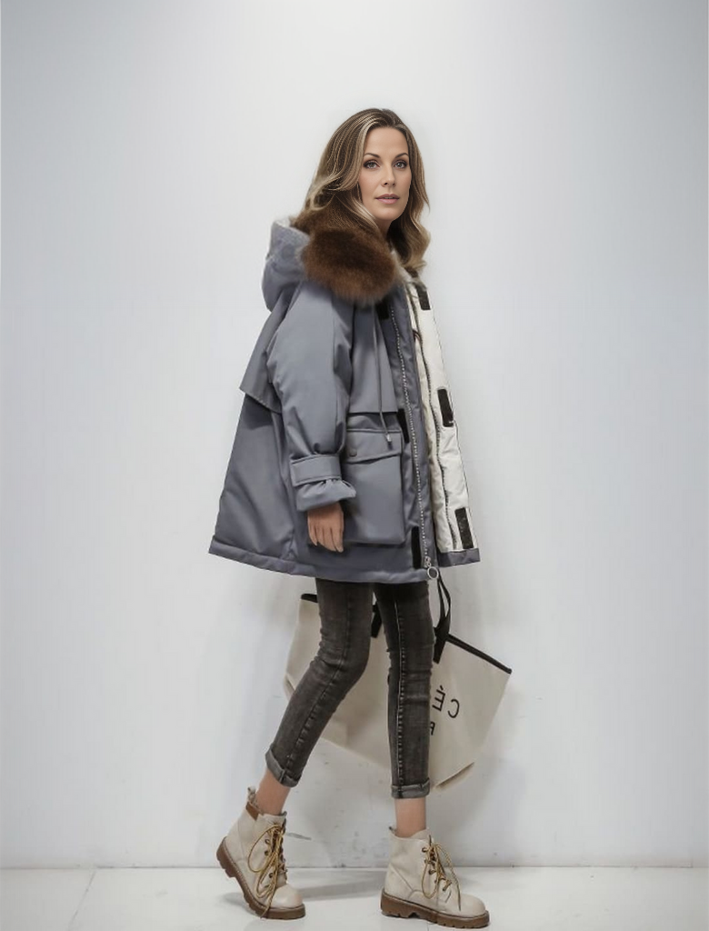 Faux Fur Waterproof Ladies Parka Jacket
