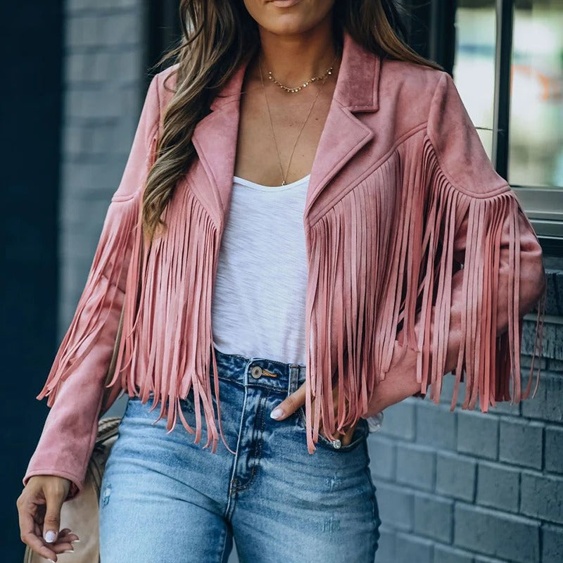 Tassel Trimmed Biker Jacket