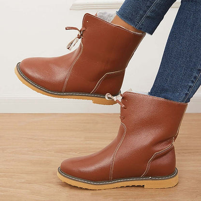 Warm Cotton Lined Waterproof Snow Ankle Boots Wide Width Flat Booties