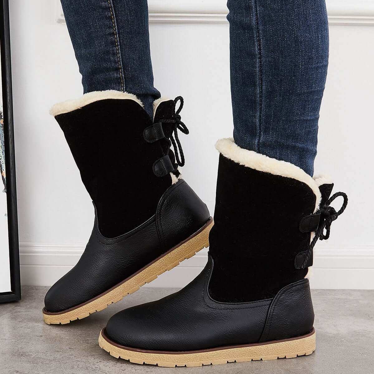Non Slip Waterproof Snow Anke Boots Warm Fur Lined Booties