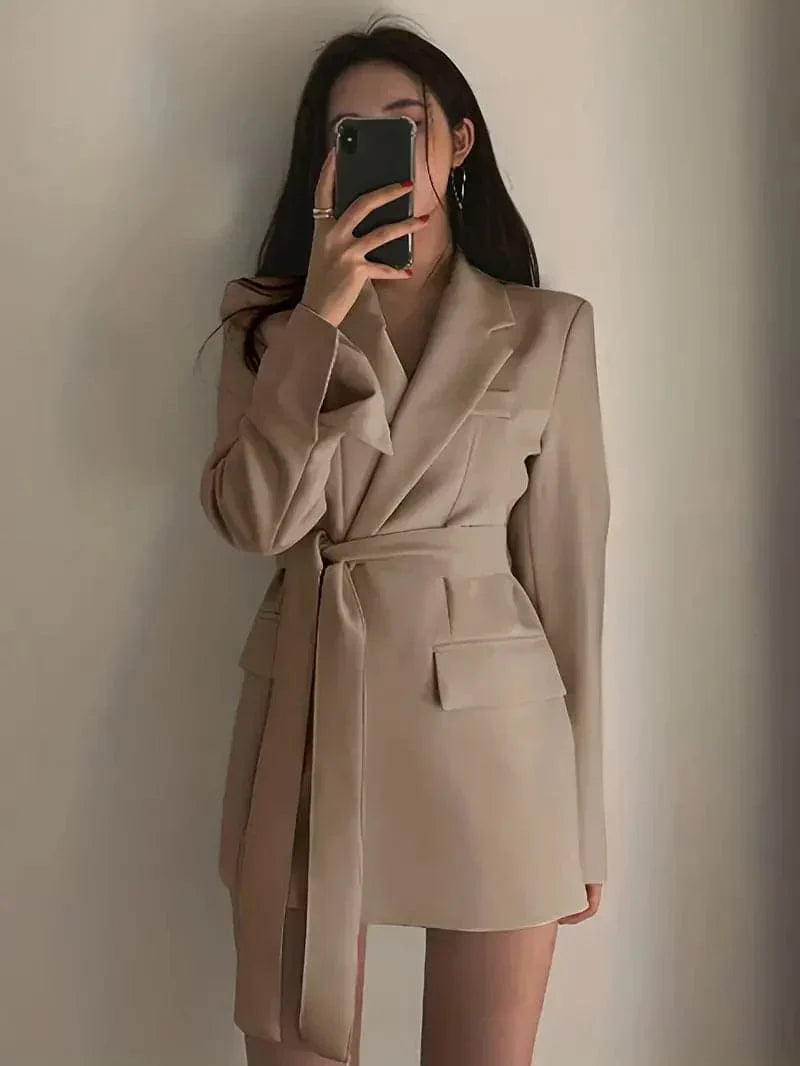 Comfortable Fit Ladies Blazer Dress with Cinch Waist