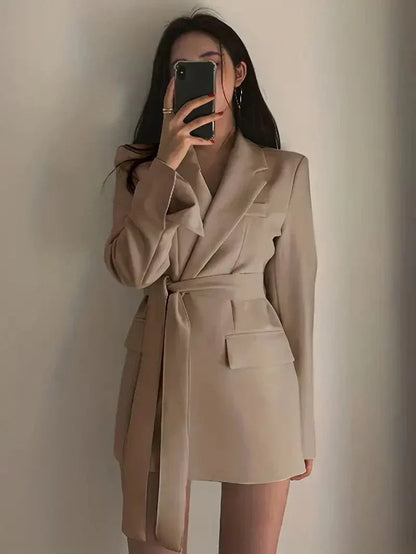 Comfortable Fit Ladies Blazer Dress with Cinch Waist