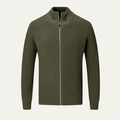 Classic Men's Warm Merino Wool Zip Cardigan