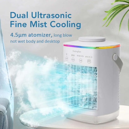 Desktop Air Cooler Mini Portable Air Conditioner and Humidifier with LED Light
