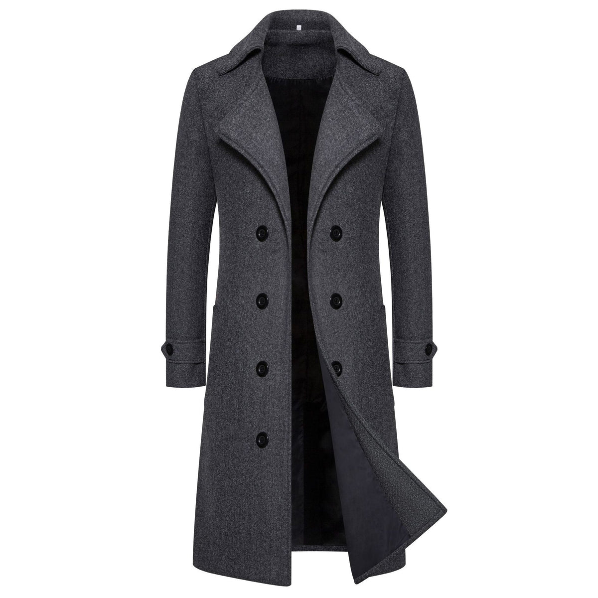 Men's Classic Wool Double Breasted Trench Coat