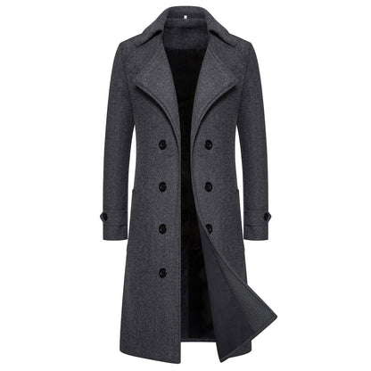 Men's Classic Wool Double Breasted Trench Coat