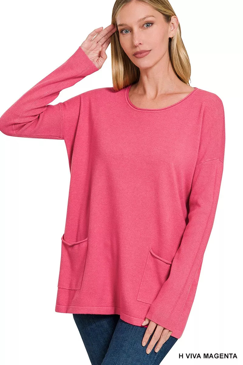 Cozy Cotton Relaxed Fit Pocket Sweater - OutfitLondon