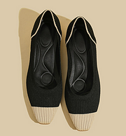 Comfortable Classy Knit Cap Toe Flats-Black Apricot