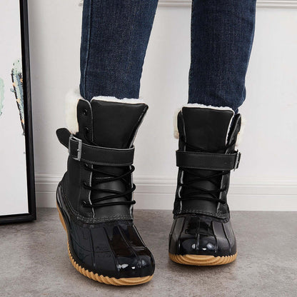 Non Slip Warm Fur Lining Snow Boots Waterproof Duck Ankle Boots