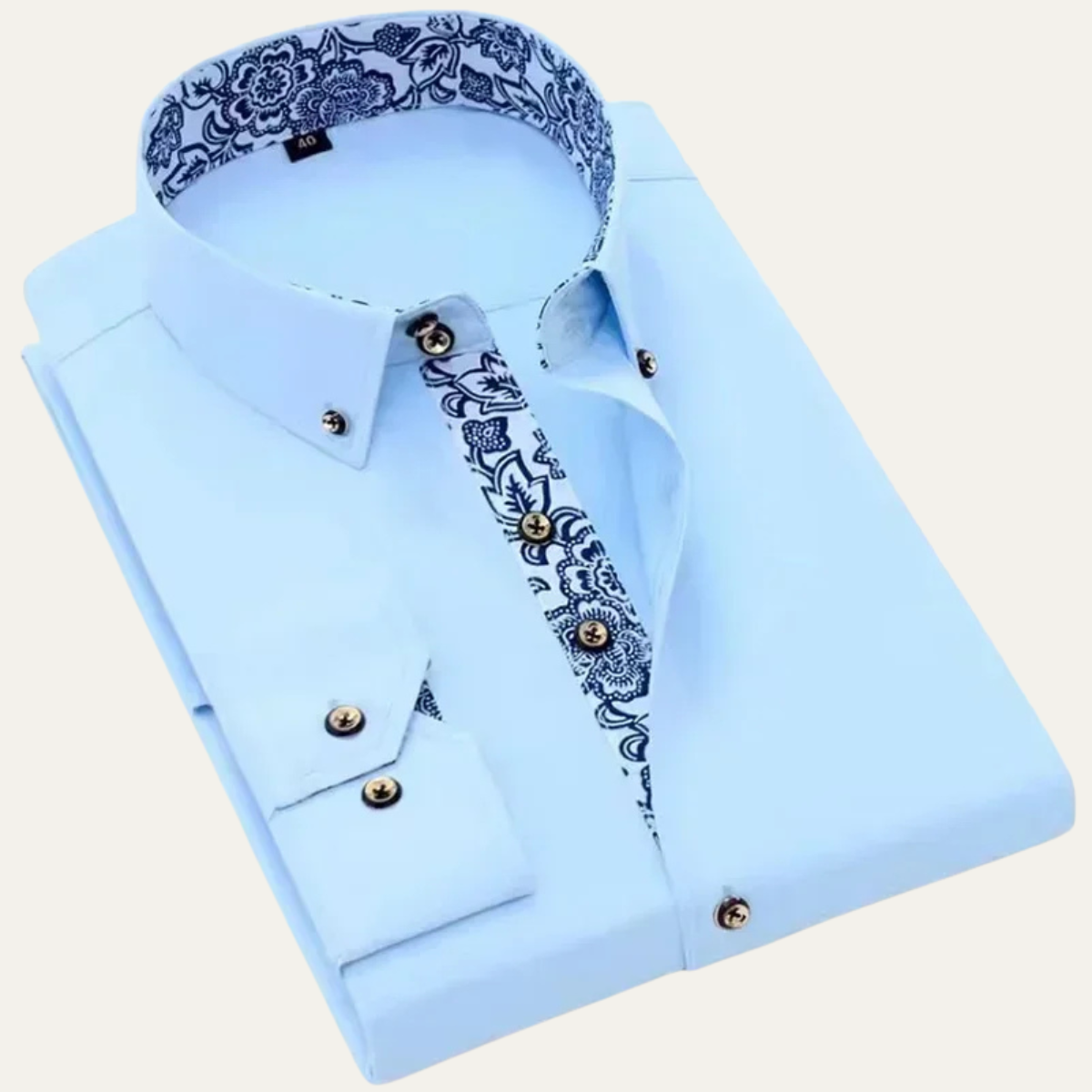 Stylish Men's Slim Fit Dress Shirt with Patterned Collar