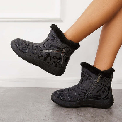 Warm Fur Lining Snow Booties Waterproof Ankle Boots