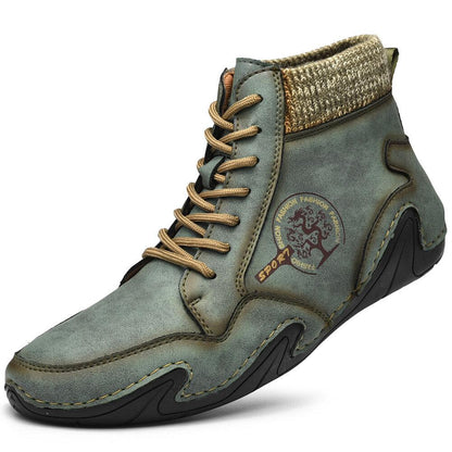 Barefoot Beck Shoes Men's Handmade Soft Slip Resistant Lace Up Leather Ankle Boots