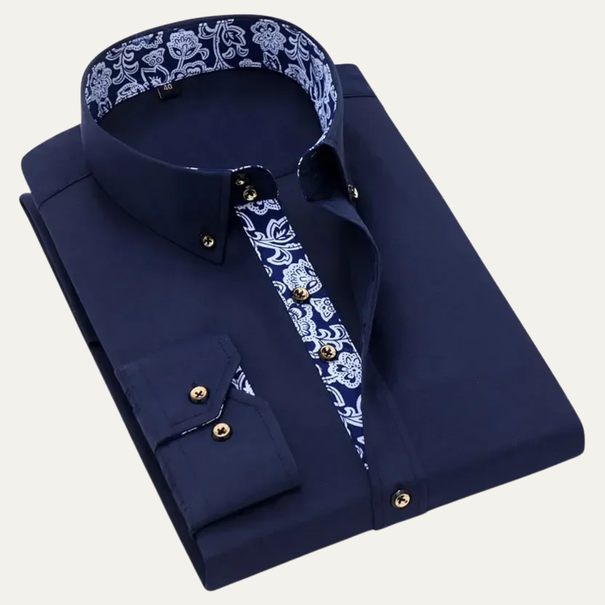 Stylish Men's Slim Fit Dress Shirt with Patterned Collar