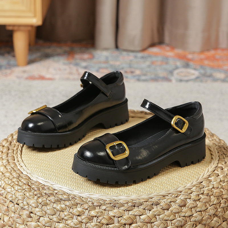 Retro Mary Jane Shoes Buckle Strap Platform Loafer School Shoes
