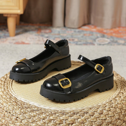 Retro Mary Jane Shoes Buckle Strap Platform Loafer School Shoes