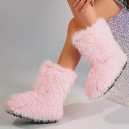 Warm Faux Fur Ankle Boots for Women