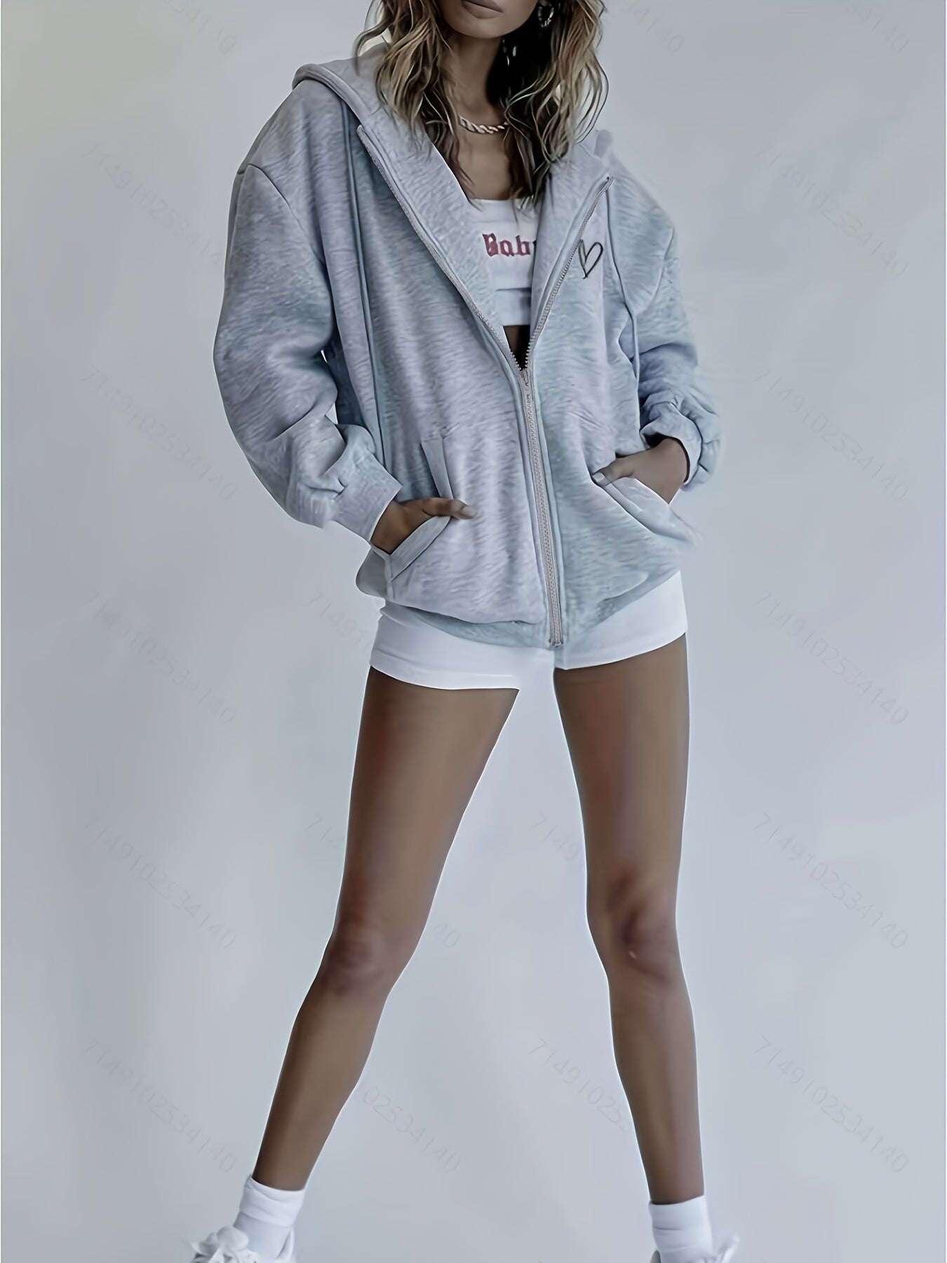 Warm Women's Fleece Heart Hooded Sweatshirt - OutfitLondon
