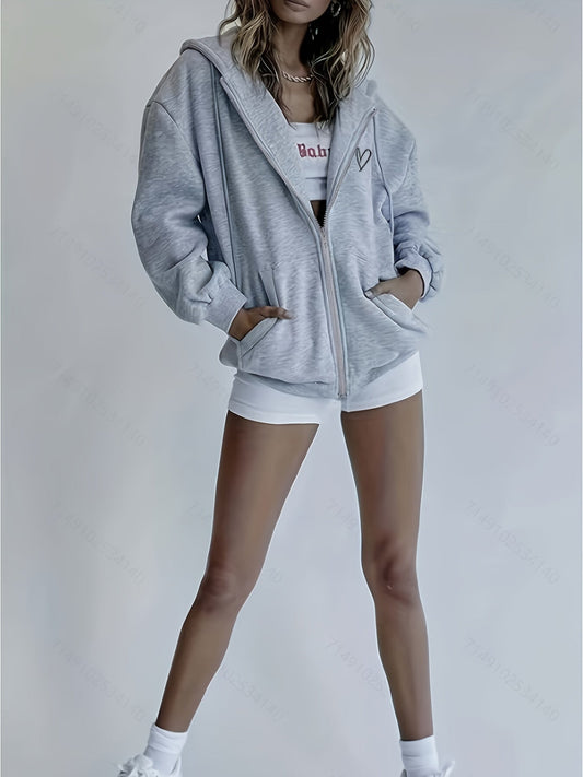 Warm Women's Fleece Heart Hooded Sweatshirt - OutfitLondon