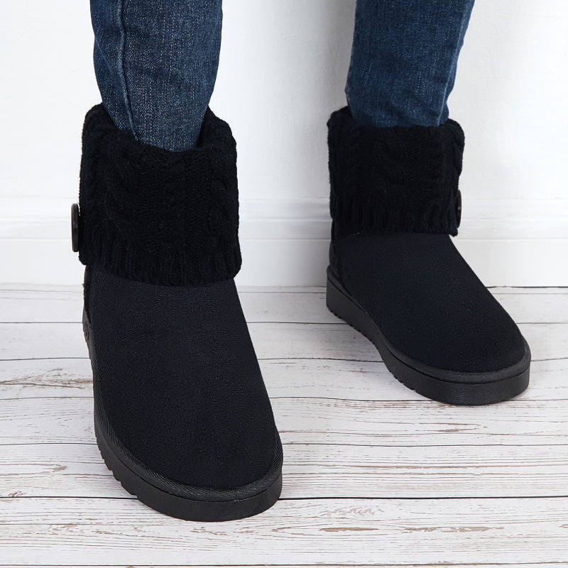 Faux Fur Lined Warm Snow Booties Winter Slip on Ankle Boots