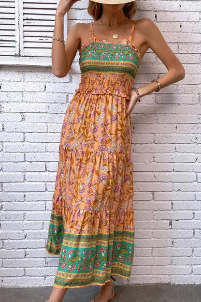 Vintage Floral Maxi Dress with Ruffles