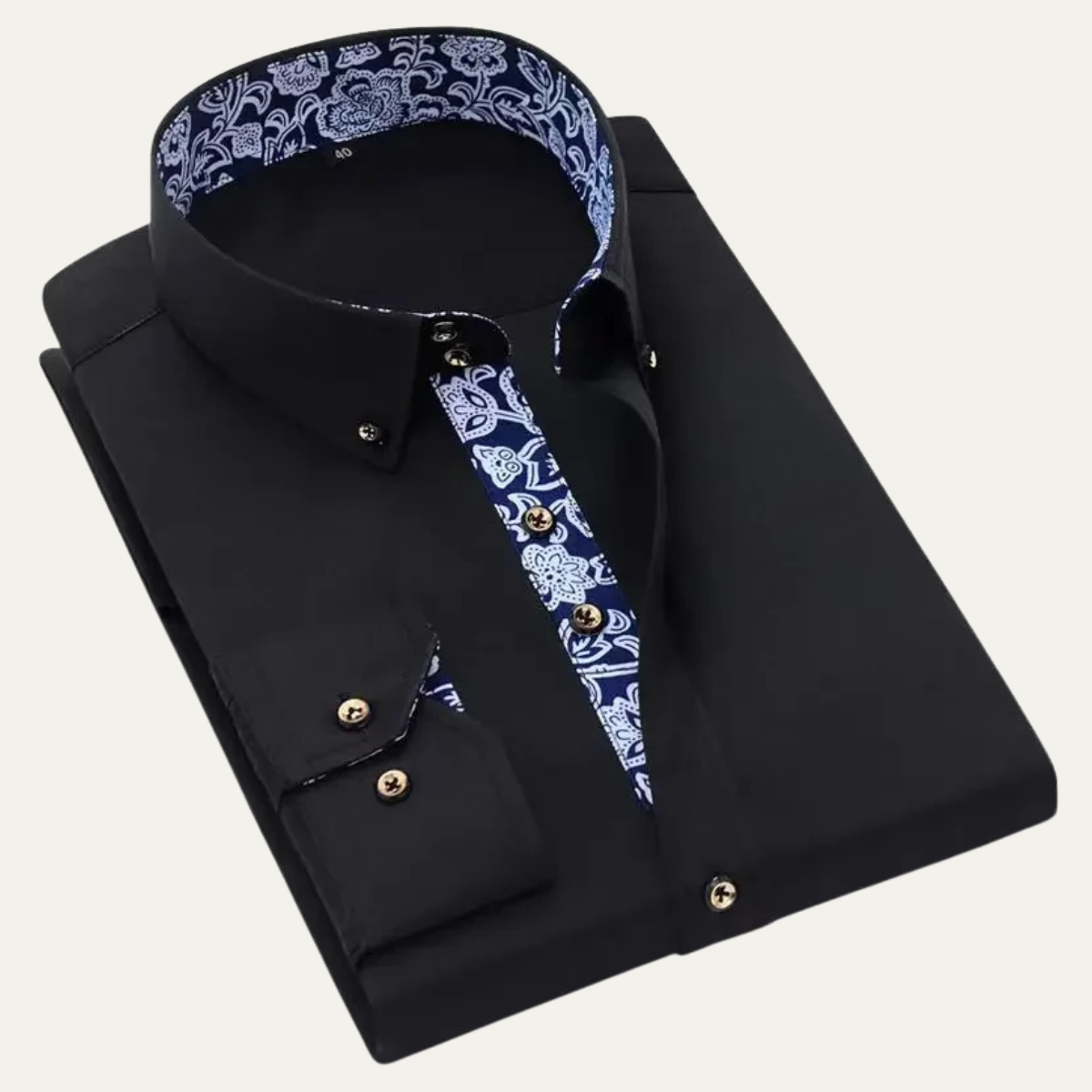 Stylish Men's Slim Fit Dress Shirt with Patterned Collar