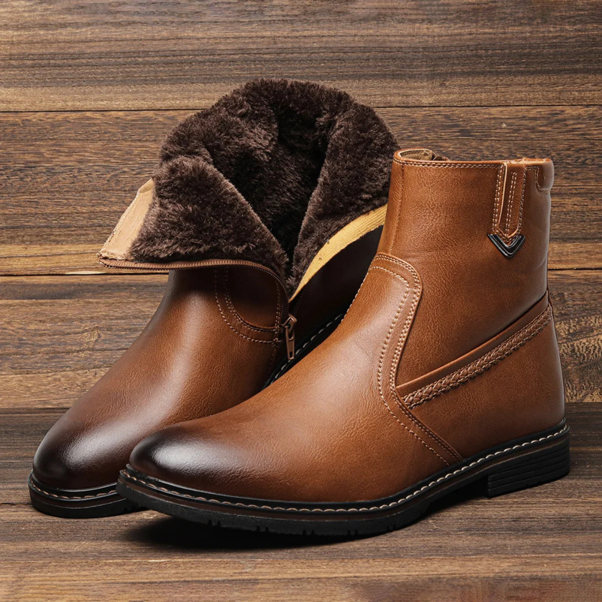 Classic Men's Insulated Leather Ankle Boots