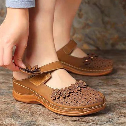 Comfy Floral Slip-On Wedge Sandal
