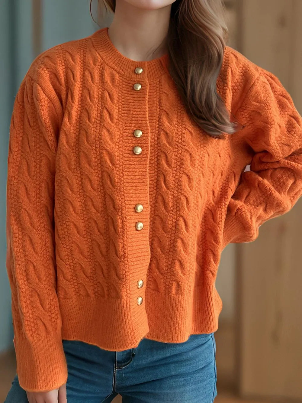 Soft Relaxed Fit Button Front Cardigan Sweater