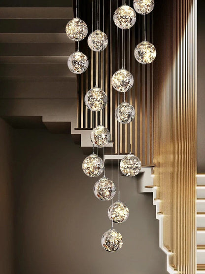 Luxury Round Crystal Stair Light Fixture