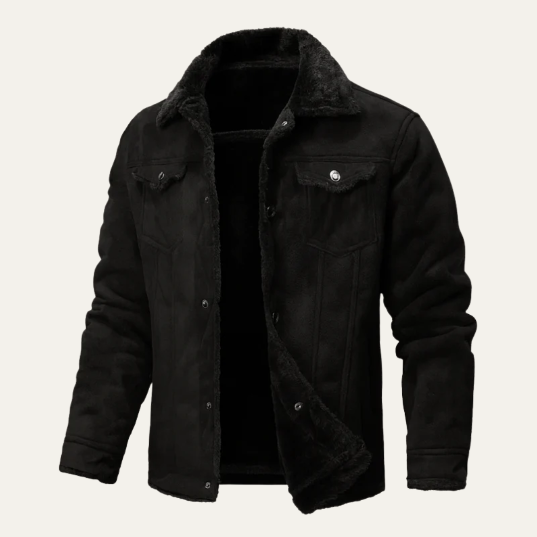 Warm Faux Leather Trucker Coat
