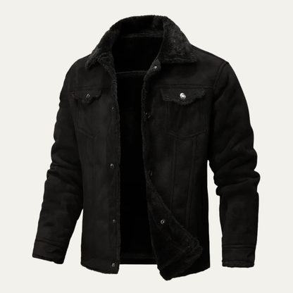 Warm Faux Leather Trucker Coat