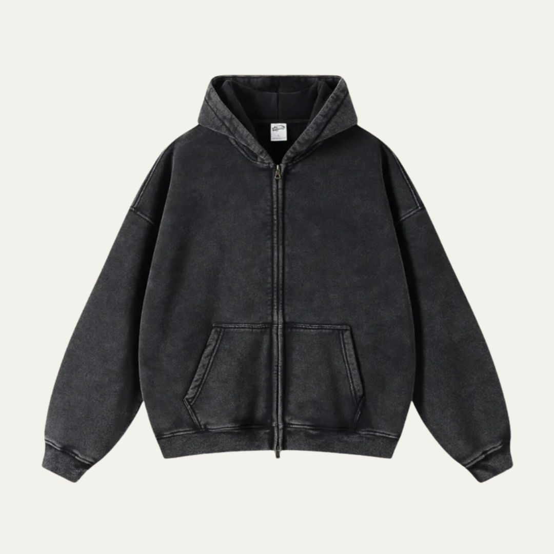 Casual Fit Full Zip Hooded Sweater