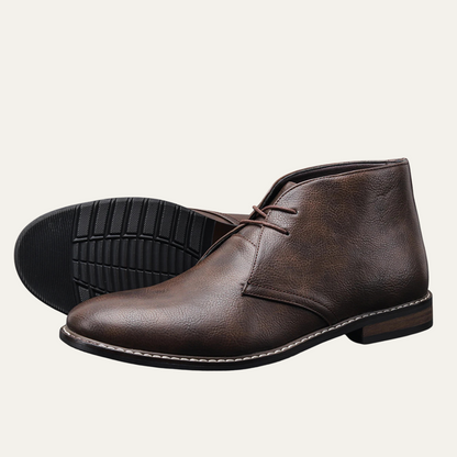 Rustic Men's Classic Brown Leather Ankle Boots - OutfitLondon