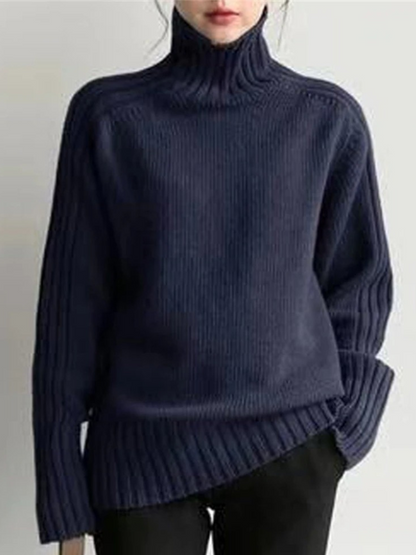 Soft Women's Thick Cable Knit Turtleneck Sweater