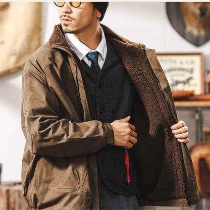Luxury Mens Suede Inside Fleece Bomber Jacket