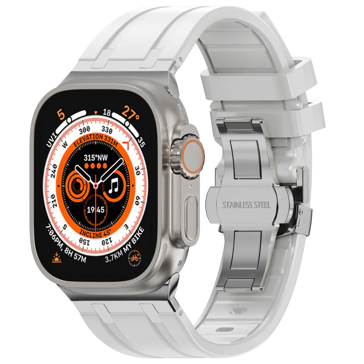 Flexible Rubber Apple Watch Strap With Silver Buckle