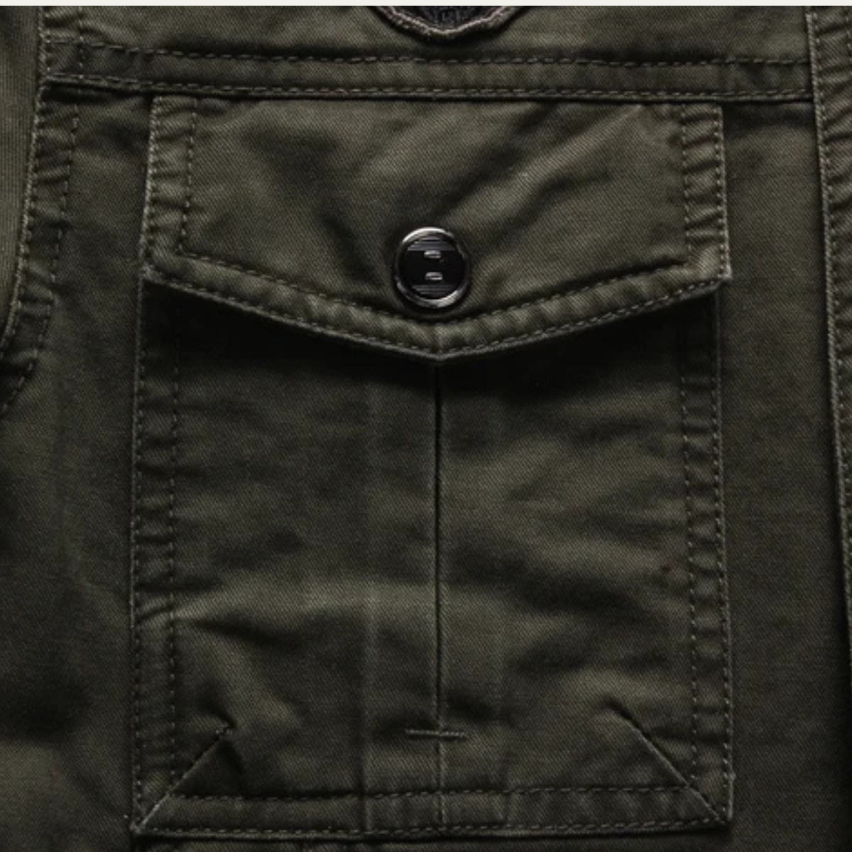 Men's Synthetic Leather Bomber Coat with Pocket Detail