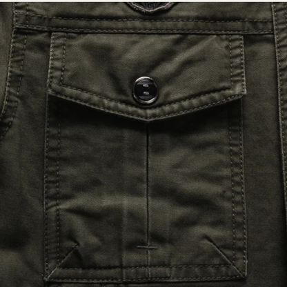 Men's Synthetic Leather Bomber Coat with Pocket Detail